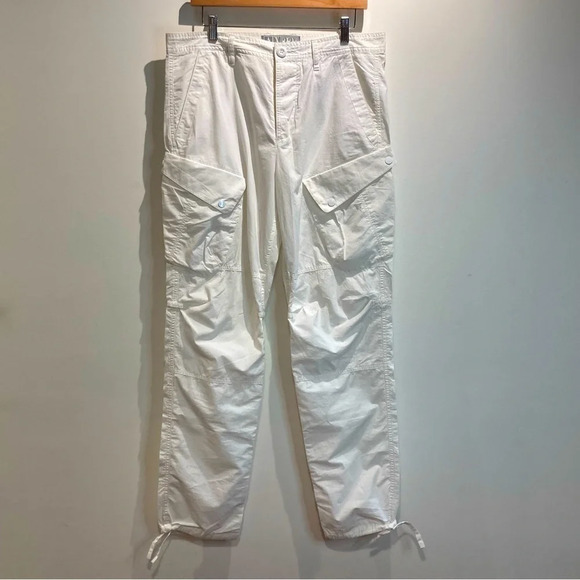 A/X Sz 32W  Multi Pockets Button Fly Drawstring Hem 100% Cotton Cargo Pants - Picture 1 of 15